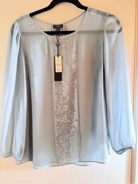 Talbots sheer gauzy blue top size 2 NWT